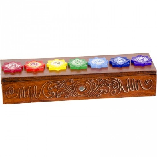 Box / wooden chest of incense or any other use - 7 Chakra